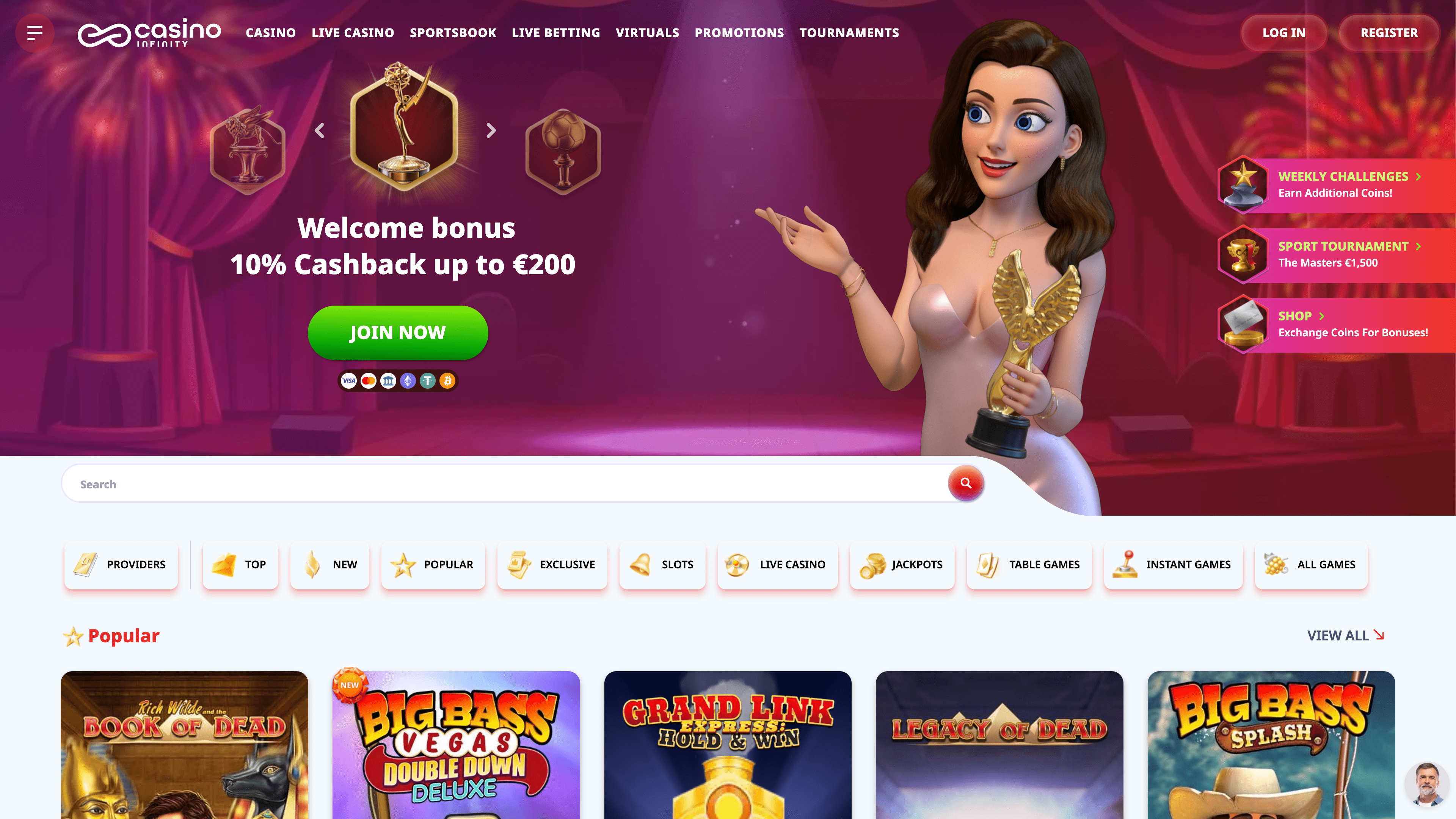 Casino Infinity Main Page