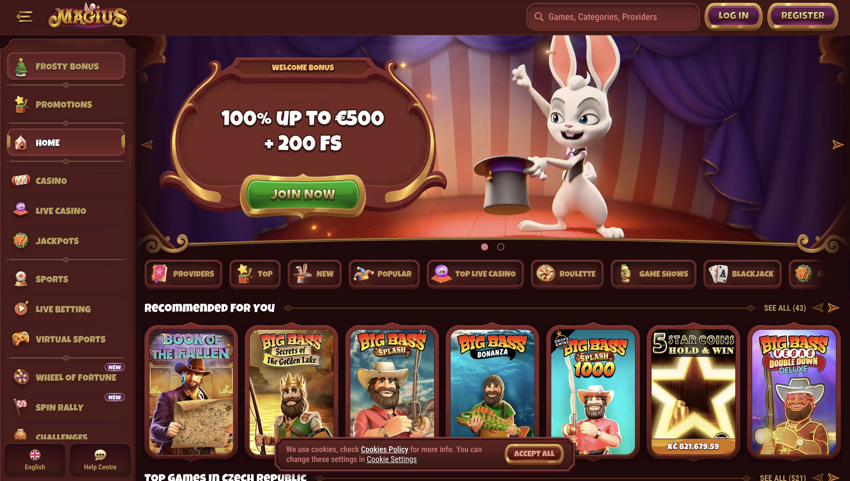Magius Casino Main Page